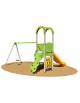 Torretta "zero legno" con altalena, scala appigli e arrampicata - scivolo polietilene - cm 465x485x360h