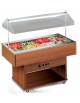 Carrello refrigerato buffet in legno  +4/+10 °C - Capacità 4 bacinelle GN 1/1 - Sollevamento MANUALE della cupola - cm 142,2x74,