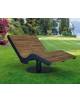 Panchina Chaise longue rotante 360°, in acciaio e doghe in legno di pregio - autoportante - cm 60x175x109h