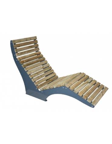 Panchina Chaise longue con struttura in acciaio e doghe in legno di pregio - cm 160x60x95,5h