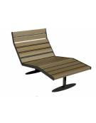 Panchina Chaise longue, struttura in acciaio e doghe in legno di pregio - da tassellare - cm 60x160x95,5h