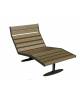 Panchina Chaise longue, struttura in acciaio e doghe in legno di pregio - da tassellare - cm 60x161,6x95,1h