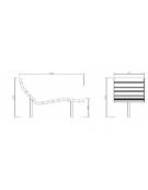 Panchina Chaise longue, struttura in acciaio e doghe in legno di pregio - da tassellare - cm 60x160x95,5h