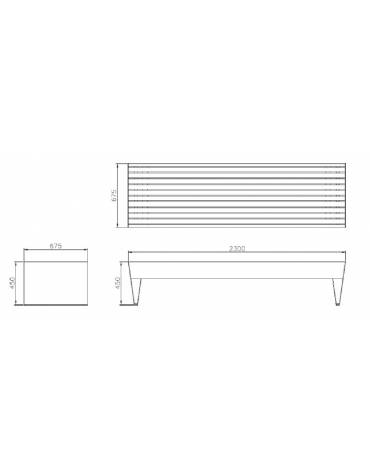 Panchina piana dal design elegante, con legno di pino, finitura zincata verniciata - cm 230x67,5x45h