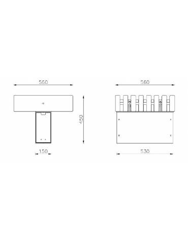 Panchina mini senza schienale in legno di pregio e acciaio zincato verniciato - cm 56x56x45h