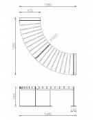 Panchina angolare con schienale, in legno di pregio e acciaio zincato e verniciato - cm 128x47x45h