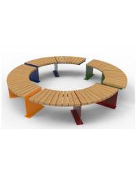 Panchina angolare senza schienale in acciaio e legno di pregio, finitura acciaio zincato e verniciato - Modulo da 90&deg; o 45&deg;