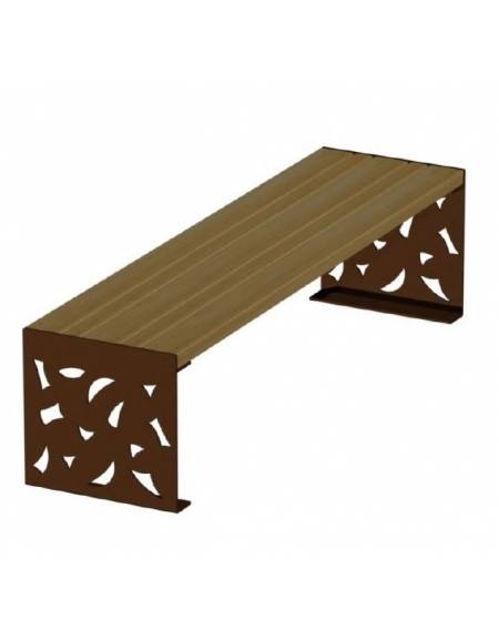 Panchina con schienale e seduta in legno di pino e struttura in metallo zincato verniciato - Lungezza cm 180