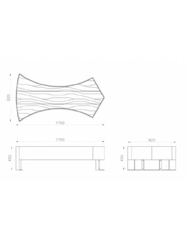 Panchina piana con design pregiato in acciaio e legno di pino, finitura zincata e verniciata - cm 170x92x45h