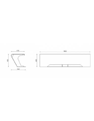 Panchina senza schienale, interamente realizzata in acciaio zincato e verniciato - da tassellare - cm 180x52x45h