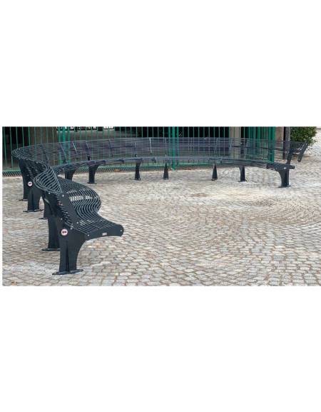 Panchina angolare con schienale esterno, struttura in acciaio zincato e verniciato - cm 1780x1193/1575x1575