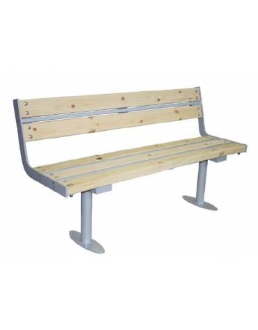 Panchina con schienale e seduta in legno di pino,struttura in acciaio zincato - cm 150x53x80,5h