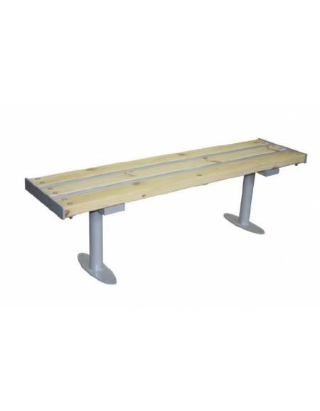Panchina piana, seduta in legno di pregio e struttura in acciaio zincato - cm 150x37x45,3h