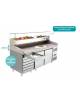 Banco pizza refrigerato ventilato -2°+8°C, 2 porte, 7 cassetti neutri - Lt. 485 -Classe A  - mm 2010×800×1000h