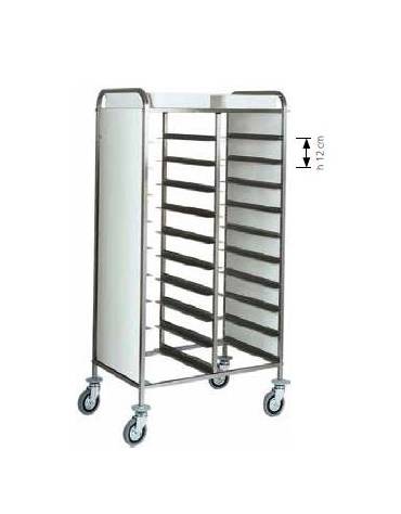 Carrello portavassoi inox con pannelli laterali perfex bianco  - portata 20 vassoi  GN cm 74x62x175h