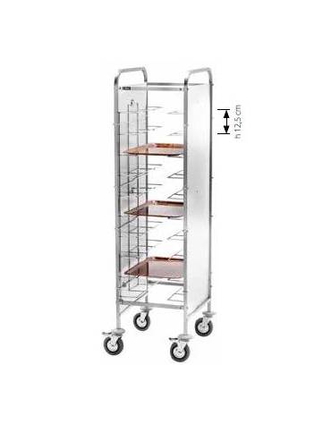 Carrello portavassoi universale inox - 10 vassoi cm 52x62x175h