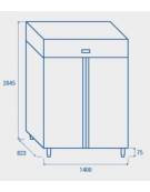 Armadio refrigerato 2 porte GN 2/1 inox, refrigerazione ventilata, temperatura -2/+8°C - Classe C - cm 140x82,3x204,5h