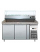 Banco refrigerato pizzeria 2 sportelli in inox ASISI 304 con sovrastruttura refrigerata GN 1/4 - CLASSE B - cm 151x80x139h