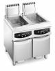 FRIGGITRICE A GAS PROFESSIONALE A 2 VASCHE PULITE DA LT. 20+20 SU MOBILE - CM 80X70X111H
