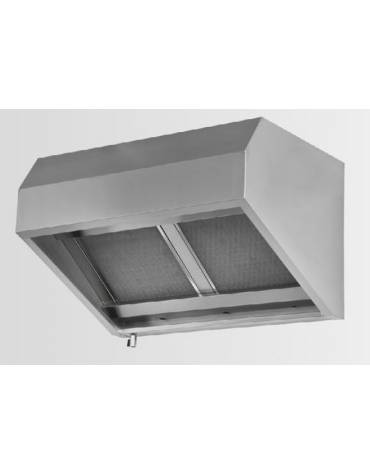 Cappa snack a parete inox AISI 430 ecologica a carboni attivi con motore elettroaspiratore cm 140x70x60h