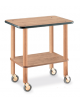 Carrello in legno 2 piani, gambe in legno - colore Rovere - cm 71x46x78h