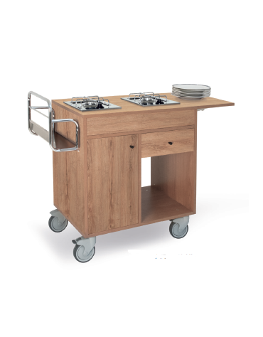 Carrello in legno - ciliegio e/o wengè - due fuochi separati cm 95x50x87h