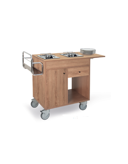 Carrello in legno - ciliegio e/o wengè - due fuochi separati cm 95x50x87h