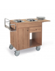 Carrello flambè in legno colore Rovere - 2 fuochi separati - cm 95x50x87h