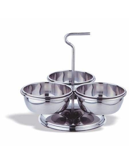 PORTASALATINI O PORTA SALSE ACCIAIO INOX 3 CIOTOLE
