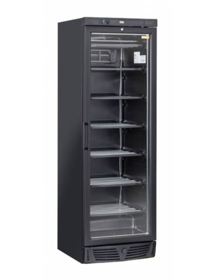 Congelatore porta a vetro - colore nero - Lt 300 - refrigerazione statica con ventola di assistenza -15°/-20°C - cm 60x63x187h