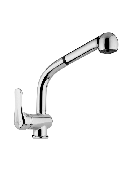 Miscelatore con doccia estraibile, canna alta e leva cm. 20