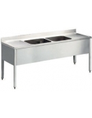 Lavatoio inox 2 vasche+2 gocciolatoi Dimensioni cm.190x70x85/90h