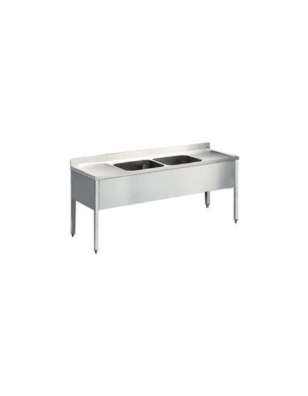 Lavatoio inox 2 vasche+2 gocciolatoi Dimensioni cm.190x70x85/90h Lavatoio inox 2 vasche+2 gocciolatoi Dimensioni cm.190x70x85/90h