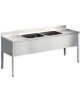 Lavatoio inox gambe quadre con 2 vasche e 2 gocciolatoi - Dimensioni cm 190x70x85/90h