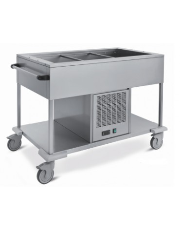 Carrello refrigerato in acciaio inox GN 4x1/1 cm 168x75x88h