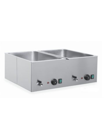 Tavola calda da banco in acciaio inox - capacità 2 x 1/1 GN cm 69x54x25h