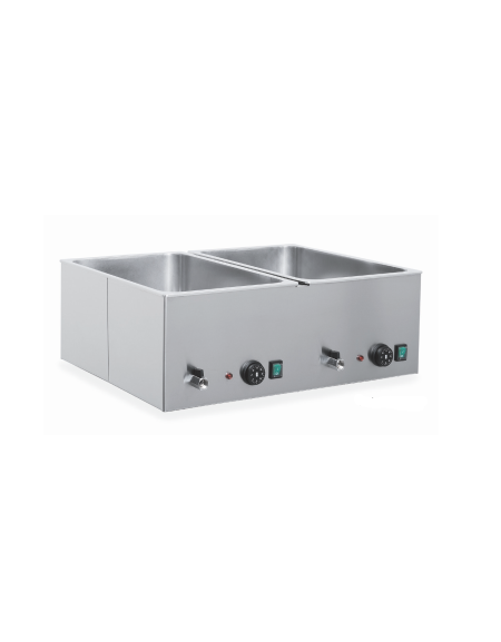Tavola calda da banco in acciaio inox - capacità 2 x 1/1 GN cm 69x54x25h