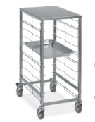 Carrello portateglie guide in filo, traversi imbullonati - Portata 9 teglie 2/1 GN - Piano superiore inox - cm 62x69x87h