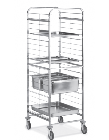 Carrello portateglie guide in fil, traversi imbullonati - Portata 20 teglie 2/1 GN - cm 67x73x181h