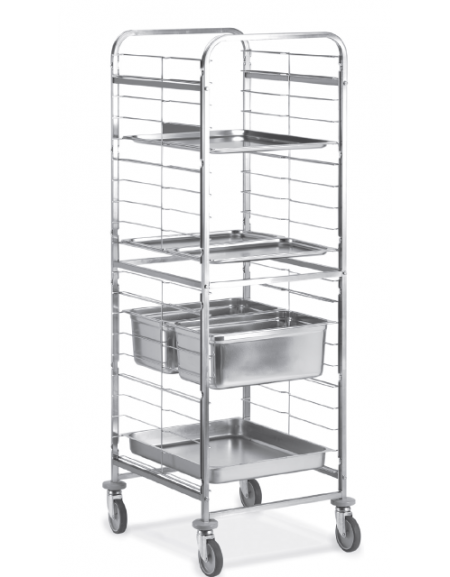 Carrello portateglie guide in fil, traversi imbullonati - Portata 20 teglie 2/1 GN - cm 67x73x181h