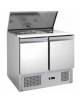 Tavolo saladette refrigerato +2° +8°C per insalate con vasca per bacinelle GN e pianetto in polietilene cm.90x70x85h