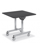 Tavolo breakfast su ruote con struttura in acciaio Inox - colore nero - piano quadrato cm80x80 - Dimensioni cm 80x80x78h