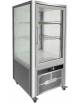 Vetrina espositiva verticale refrigerata bassa inox - 4 lati a vetro - Refrigerazione ventilata +2° +8°C - cm 70,1x74,2x130h