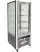 Vetrina espositiva verticale alta refrigerata inox - 4 lati a vetro - Refrigerazione ventilata +2° +8°C - cm 70,6x74x180h