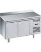 Tavolo refrigerato positivo ventilato -2° +8°C 2 porte per pasticceria con alzatina - CLASSE C - cm. 151x80x85h