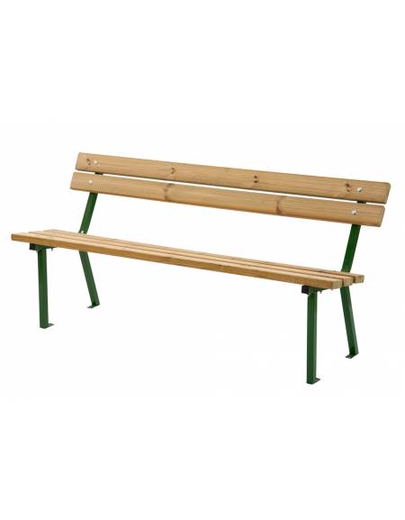 Panchina con seduta e spalliera in listoni di pino nordico - Supporti in acciaio zincato a U - cm 160x55x75h