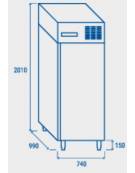 Armadio refrigerato per pasticceria, in acciaio inox, refrigerazione statica - cm 97,5x74x202,5h