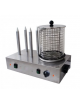 Scalda/gira hot dog in acciaio inox, 4 punzoni in alluminio con cilindro in vetro - mm 528x337x400h