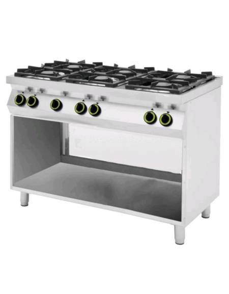 Cucina a gas 6 fuochi su vano con portine cm. 105x70x85h