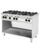 Cucina a gas 6 fuochi professionale su vano mobile aperto - N° 3 Fuochi da 3,5 Kw + N° 3 Fuochi da 6 Kw - cm. 120x70x90h